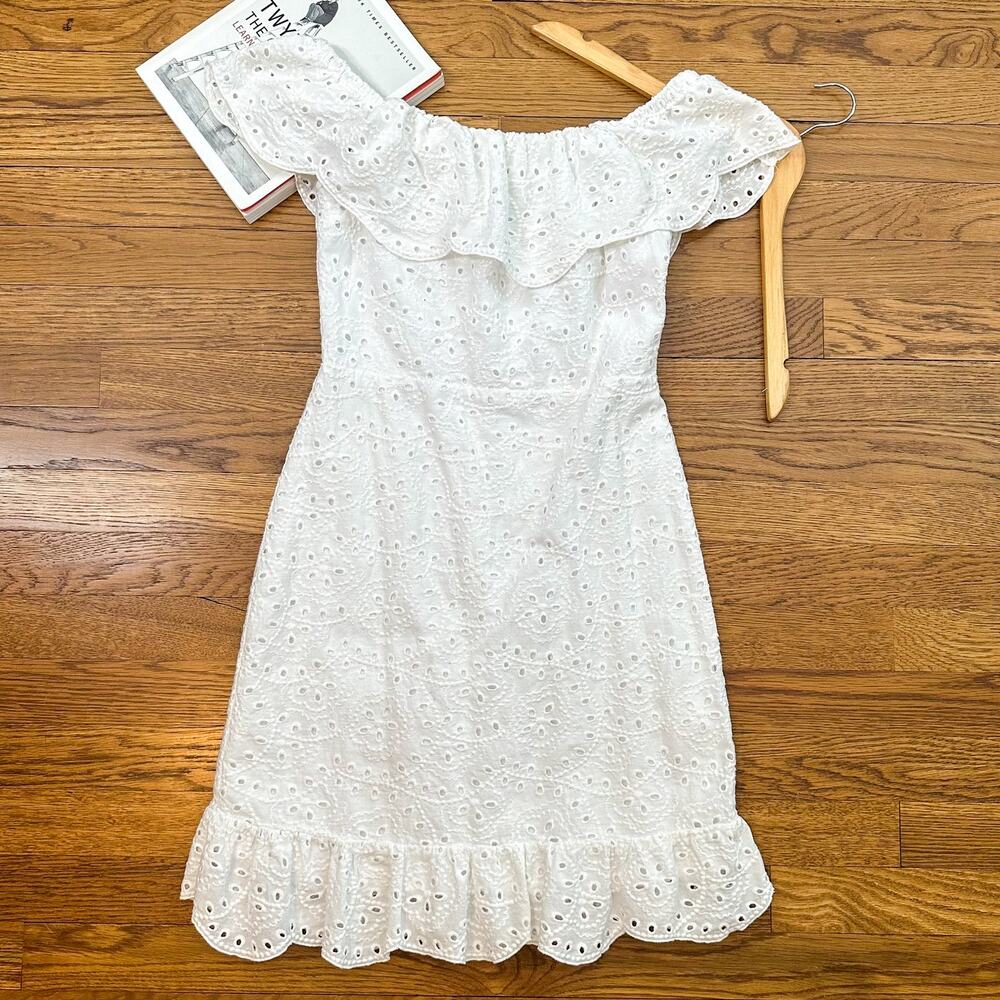 Express White Off the Shoulder Eyelet Cotton Lace Dress